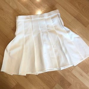 cream white high waisted pleated skater skirt